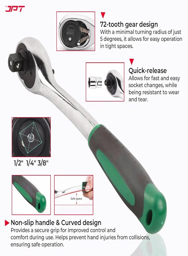 JPT طقم أدوات يدوية احترافية من الكروم والفاناديوم، سداسي شديد التحمل من JPT، 32 قطعة، مجموعة مفاتيح ربط DR (نصف بوصة) لأعمال الإصلاح، والصيانة المنزلية، وإصلاح السيارات والدراجات النارية - Image 3